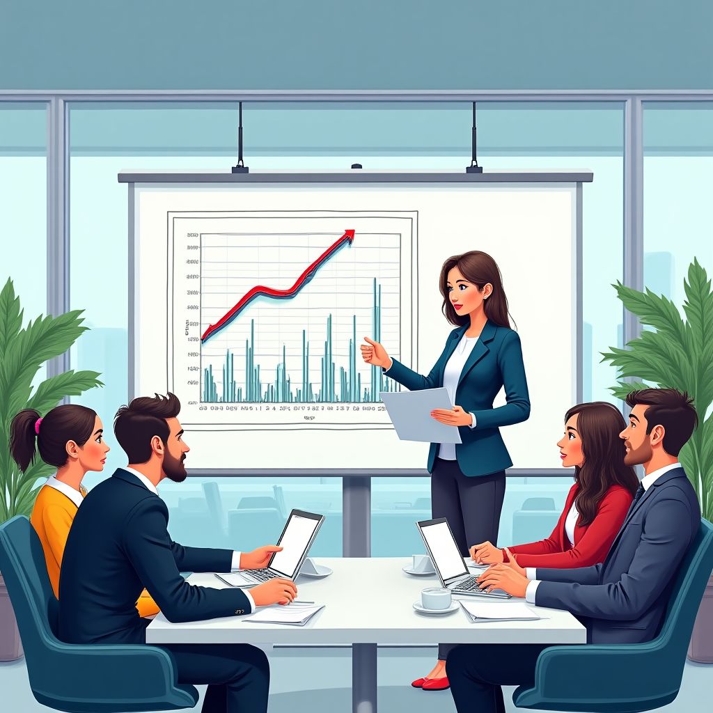 Un consultor presentando resultados a un cliente